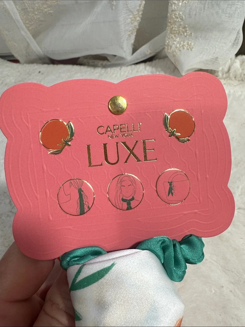 Capelli luxe set of 2 hair tie scarves lobster and tomatoe designs